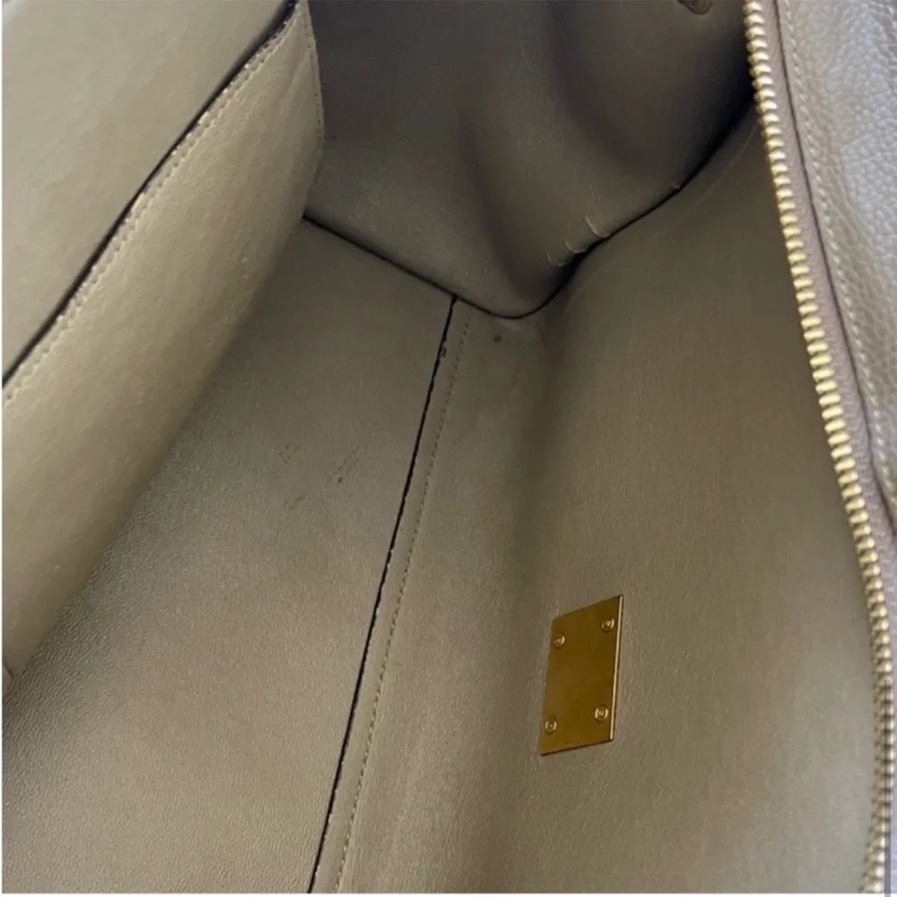 Celine Taupe Leather and Suede Satchel